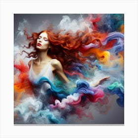 Beautiful Woman With Colorful Hair 2 Canvas Print