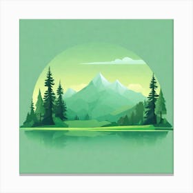Misty mountains background in green tone 41 Canvas Print