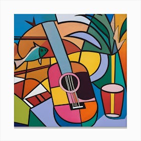 Guitar And Drink Canvas Print