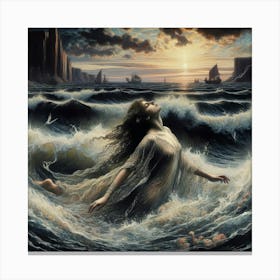 Woman In The Ocean 1 Canvas Print