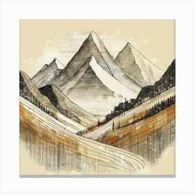 Firefly An Illustration Of A Beautiful Majestic Cinematic Tranquil Mountain Landscape In Neutral Col 2023 11 23t001154 Canvas Print