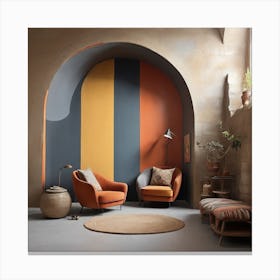 Living Room With Orange And Yellow Walls (wall art) Canvas Print