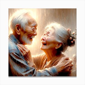 Elderly Brother And Sister Meet Again Canvas Print