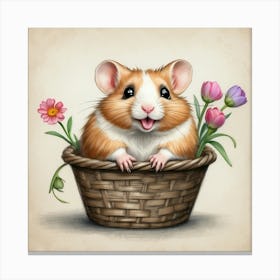 Hamster In A Basket 4 Canvas Print