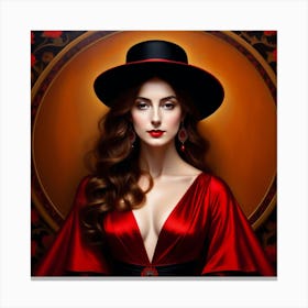 Beautiful Woman In A Red Dress 2 Canvas Print