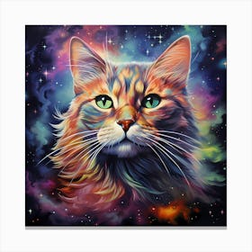 Stellar Feline: Ethereal Encounter Canvas Print