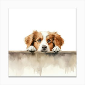 Dog Looking Over The Wall Canvas Print