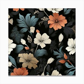 Boho art Silhouette of Floral pattern Canvas Print