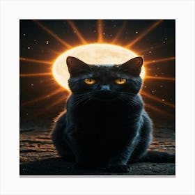 Black Cat In The Moonlight Canvas Print