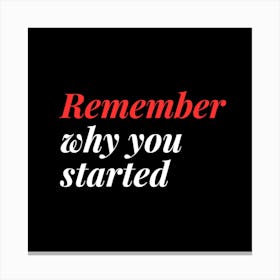 Remember Why You Started Canvas Print