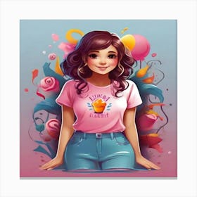 Girl With A Cupcake Canvas Print