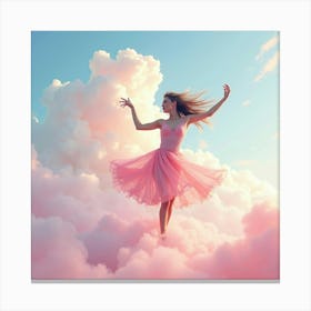 Watercolor Dancer Amidst Swirling Pastel Clouds 1 Canvas Print