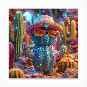 Cactus With Lights 2 Canvas Print