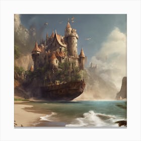 Fantasy Castle On The Beach Canvas Print