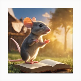 Mouse On A Book Canvas Print