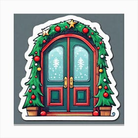 Christmas Decoration On Home Door Sticker 2d Cute Fantasy Dreamy Vector Illustration 2d Flat (7) Canvas Print