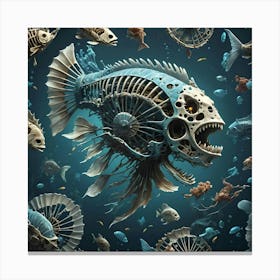 Skeleton Fish Canvas Print