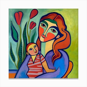 Mother And Child Abstract Fauvism 1 Canvas Print