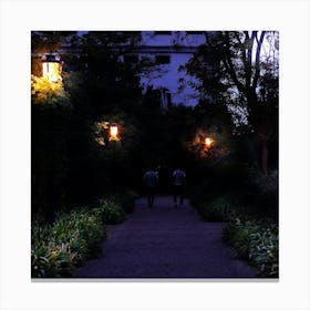 Park Strollers - photo photography square evening nautre men couple guys Canvas Print