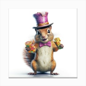 Squirrel In Top Hat Canvas Print
