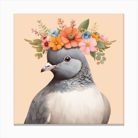 Floral Baby Pigeon Nursery Illustration (48) Canvas Print