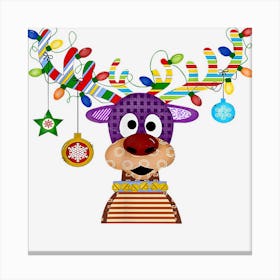 Merry Christmas Funny Reindeer Xmas Matching Family Canvas Print