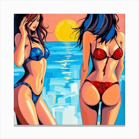 Two Women In Bikinis 4 Canvas Print