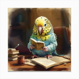 Bird Reading A Book 1 Canvas Print