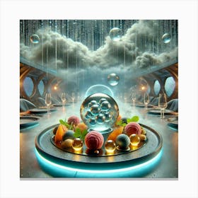 A Futuristic Restaurant Culinary Presentation Show Canvas Print