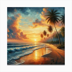 Sunset On The Beach 1 Canvas Print