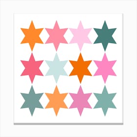 Starry Night Pink, Orange and Teal Stars Canvas Print