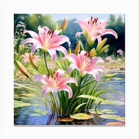 Pink Lilies Canvas Print