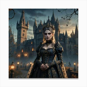 Woman In A Castle Canvas Print