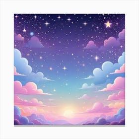 Sky With Twinkling Stars In Pastel Colors Square Composition 22 Canvas Print