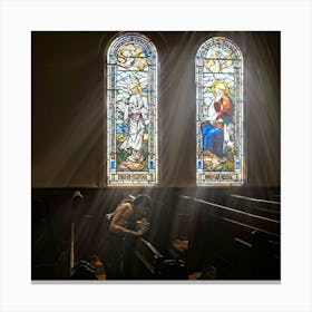 A Depiction Of A Spiritual Resurgence In The Scenery Of A Serene Church Backlit By Sunwashed Stain (1) Canvas Print