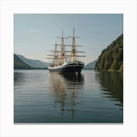 Sailing Ship On A Lake Canvas Print