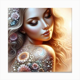 Beautiful Girl With Flowers 17 Canvas Print