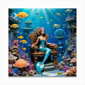 Underwater Fantasy World With Mermaids Canvas Print