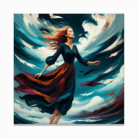 Girl In The Sky Canvas Print