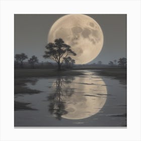 Leonardo Vision Xl 3 A Detailed Depiction Of A Rainy Lunar Nig 1 Canvas Print