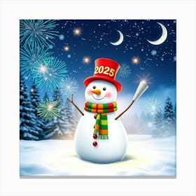 Flux Schnell A Vibrant And Joyful Snowman Standing In The Cent 3 Canvas Print