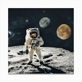 Astronaut On The Moon Canvas Print