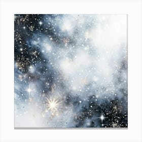 Abstract Galaxy In Watercolor Foreground Dust And Silver Sparkles Shimmering Space With A Bokeh Ef (1) Canvas Print