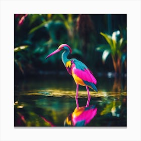 Tropical Turquoise, Pink and Yellow Wading Bird Canvas Print