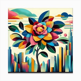 Abstract modernist Camellia tree Canvas Print