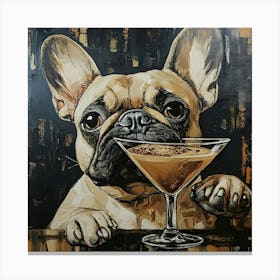 Frenchie With Espresso Martini 1 Canvas Print