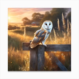 Barn Owl, View across the Fields Canvas Print