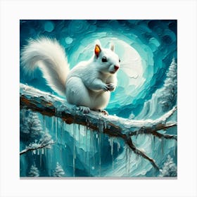 White Squirrel In The Snow Canvas Print