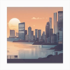 Cityscape At Sunset 1 Canvas Print