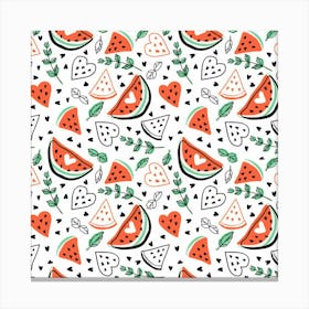 Seamless Vector Pattern With Watermelons Mint 1 Canvas Print